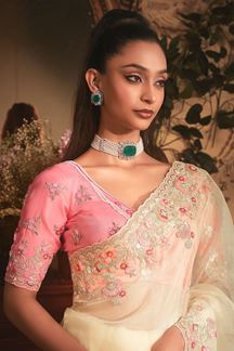 Picture of  Divine Tissue Organza Silk Designer Saree for Engagement and Reception