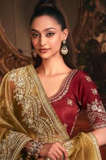 Picture of  Gorgeous Tissue Organza Silk Designer Saree for Engagement, Wedding, and Reception
