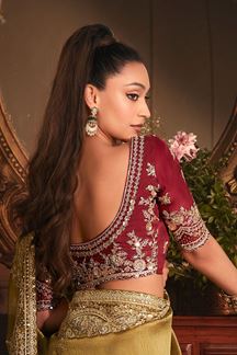 Picture of  Gorgeous Tissue Organza Silk Designer Saree for Engagement, Wedding, and Reception