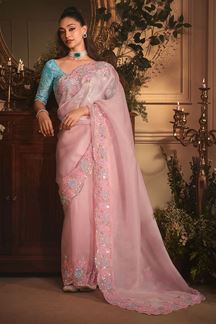 Picture of  Glorious Tissue Organza Silk Designer Saree for Engagement and Reception