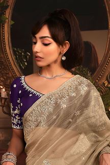 Picture of  Astounding Tissue Organza Silk Designer Saree for Engagement and Reception