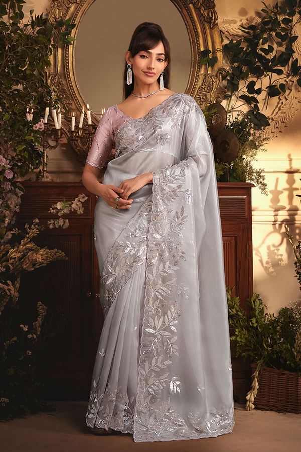 Picture of  Heavenly Tissue Organza Silk Designer Saree for Engagement and Reception