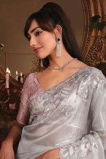 Picture of  Heavenly Tissue Organza Silk Designer Saree for Engagement and Reception