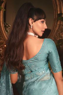 Picture of  Magnificent Tissue Organza Silk Designer Saree for Engagement and Reception