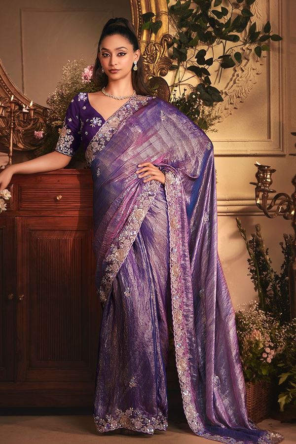 Picture of  Artistic Tissue Organza Silk Designer Saree for Engagement and Reception