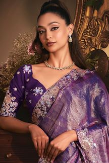 Picture of  Artistic Tissue Organza Silk Designer Saree for Engagement and Reception