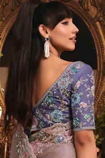 Picture of  Beautiful Tissue Organza Silk Designer Saree for Engagement and Reception