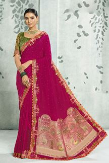 Picture of  Striking Silk Designer Saree for Wedding and Reception