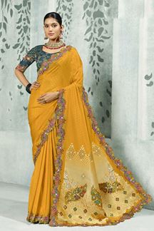 Picture of Mesmerizing Silk Designer Saree for Haldi,Wedding, and Reception