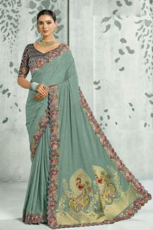 Picture of  Dazzling Silk Designer Saree for Wedding and Reception