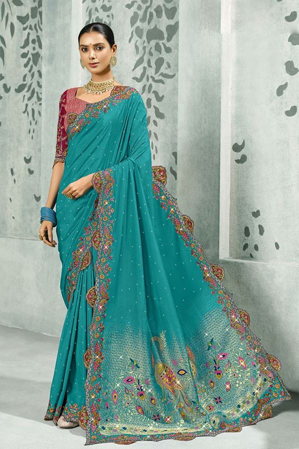 Picture of  Creative Silk Designer Saree for Wedding and Reception