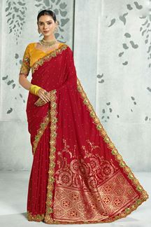 Picture of  Fascinating Silk Designer Saree for Wedding and Reception