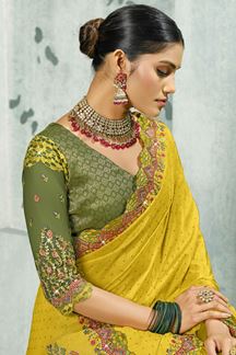 Picture of Outstanding Silk Designer Saree for Haldi, Wedding, and Reception