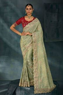 Picture of  Amazing Pure Banarasi Silk Designer Saree for Engagement, Wedding, and Reception
