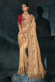 Picture of  Pretty Pure Ziraf Silk Designer Saree for Engagement, Wedding, and Reception