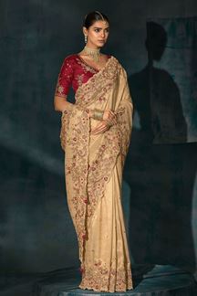 Picture of  Pretty Pure Ziraf Silk Designer Saree for Engagement, Wedding, and Reception