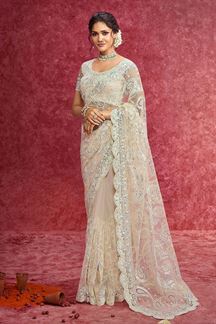 Picture of  Glamorous Premium Net Designer Saree for Reception, Sangeet, and Parties