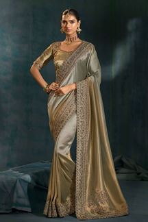 Picture of  Surreal Pure Ziraf Silk Designer Saree for Engagement and Reception