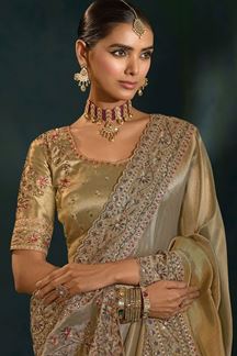 Picture of  Surreal Pure Ziraf Silk Designer Saree for Engagement and Reception