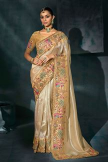 Picture of  Royal Pure Ziraf Silk Designer Saree for Engagement and Reception