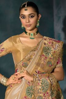 Picture of  Royal Pure Ziraf Silk Designer Saree for Engagement and Reception