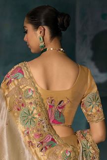 Picture of  Royal Pure Ziraf Silk Designer Saree for Engagement and Reception