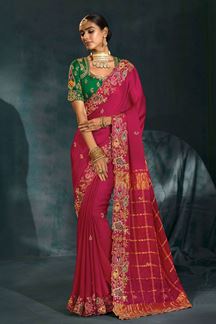 Picture of  Aesthetic Pure Gajji Silk Designer Saree for Wedding and Reception
