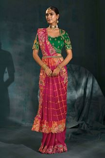 Picture of  Aesthetic Pure Gajji Silk Designer Saree for Wedding and Reception