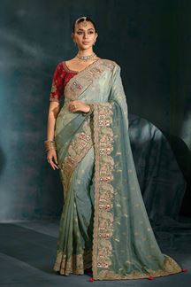 Picture of  Irresistible Pure Natural Crepe Designer Saree for Engagement and Reception
