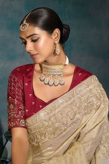Picture of  Delightful Pure Ziraf Silk Designer Saree for Engagement and Reception