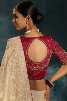 Picture of  Delightful Pure Ziraf Silk Designer Saree for Engagement and Reception