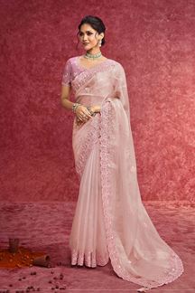 Picture of  Heavenly Pure Weave Silk Designer Saree for Engagement and Reception