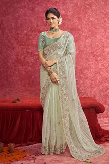 Picture of  Impressive Pure Weave Silk Designer Saree for Engagement and Reception