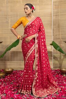 Picture of  Spectacular Dola Silk Designer Saree for Wedding and Reception
