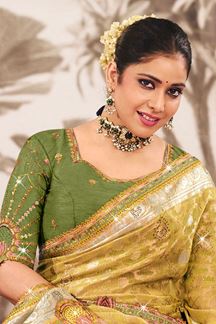 Picture of  Fascinating Silk Designer Saree for Haldi, Wedding, and Reception