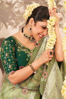 Picture of  Captivating Silk Designer Saree for Mehendi, Wedding, and Reception