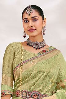 Picture of  Delightful Silk Designer Saree for Wedding and Reception