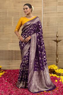 Picture of  Flamboyant Munga Silk Designer Saree for Wedding and Reception