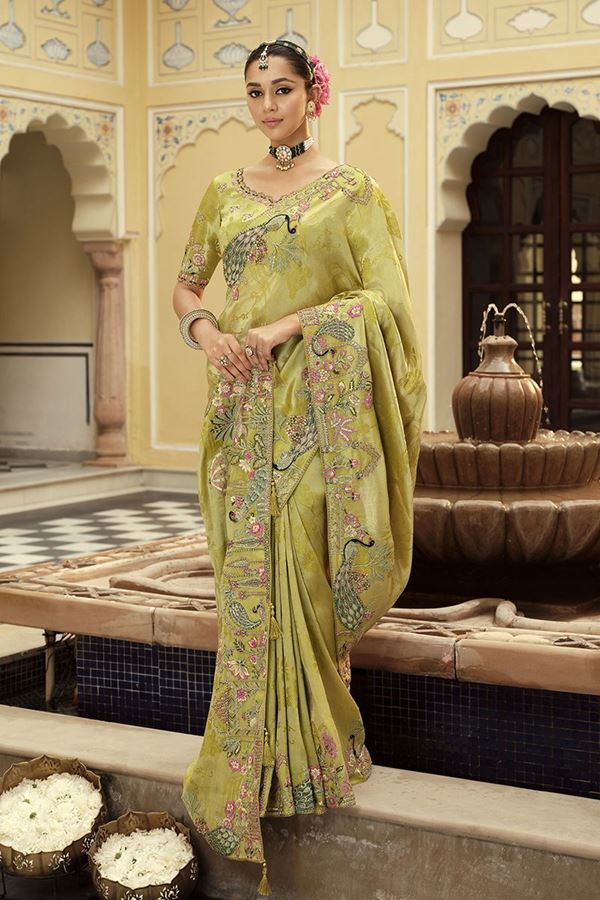 Picture of  Attractive Pure Viscose Jacquard Silk Designer Saree for Engagement, Wedding, and Reception