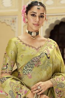 Picture of  Attractive Pure Viscose Jacquard Silk Designer Saree for Engagement, Wedding, and Reception