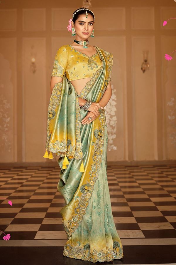 Picture of  Impressive Pure Viscose Jacquard Silk Designer Saree for Wedding and Reception