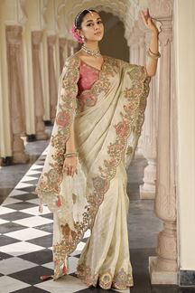 Picture of  Glamorous Pure Viscose Jacquard Silk Designer Saree for Engagement and Reception