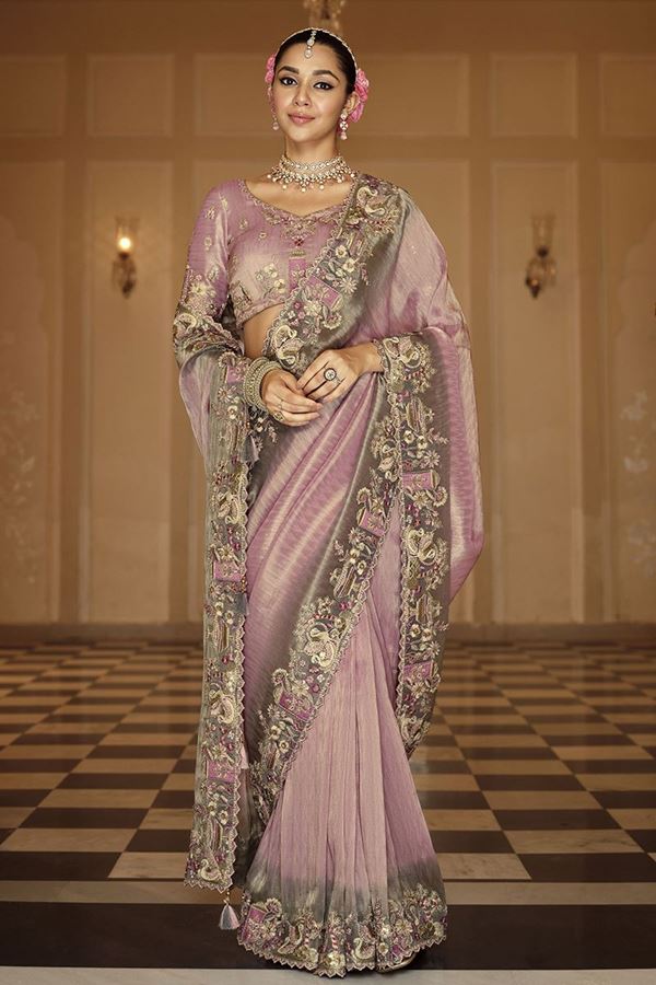 Picture of  Exuberant Pure Viscose Jacquard Silk Designer Saree for Engagement and Reception