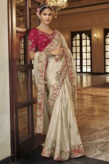 Picture of  Beautiful Pure Viscose Jacquard Silk Designer Saree for Wedding and Reception