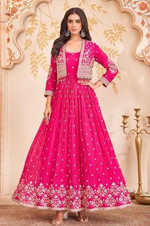 Picture of  Spectacular Faux Georgette Designer Anarkali Suit for Reception, Sangeet, and Parties