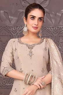 Picture of  Charismatic Silk Designer Sharara Suit for Engagement, Wedding, and Reception