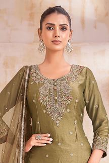 Picture of  Breathtaking Net Designer Sharara Suit for Mehendi, Engagement, and Reception