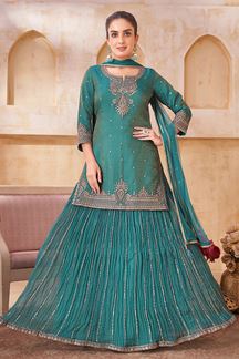Picture of  Alluring Net Designer Sharara Suit for Engagement, Wedding, and Reception