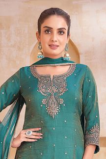 Picture of  Alluring Net Designer Sharara Suit for Engagement, Wedding, and Reception