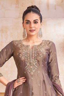 Picture of  Astounding Net Designer Sharara Suit for Engagement, Wedding, and Reception